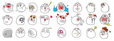 這張照片是一系列的表情符號，每個符號都是一個圓圓的可愛鬼魂，表達著不同的情緒和表情。
