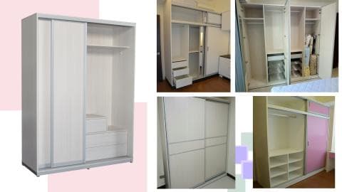 這張照片是一個三門的白色衣櫃，有三個抽屜和一個懸掛空間，方便收納衣物和雜物。