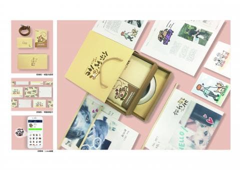 這張照片是一張以寵物為主題的商品包裝照片，照片中最重要的部分是一個印有“汪星人”三個字的淡黃色禮盒。禮盒外觀簡潔清新，印有可愛的動物圖案，配上淺色系包裝，整體風格十分溫馨可愛。