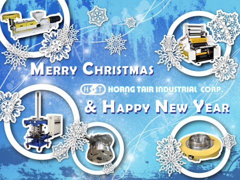 這張「聖誕節賀卡」的照片是，上面有機器和雪花，祝大家聖誕快樂和新年快樂。