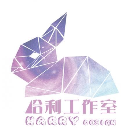 這張照片是一隻由三角形組成的兔子，兔子是由粉紫色和藍色的漸層色所組成，像是銀河系一樣。