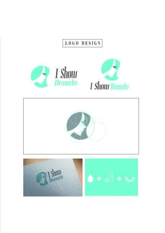這張照片是一個標誌設計，最重要的部分是中間的標誌，它是一個女性側臉的圖案，旁邊是「I Show Beauty」的文字。