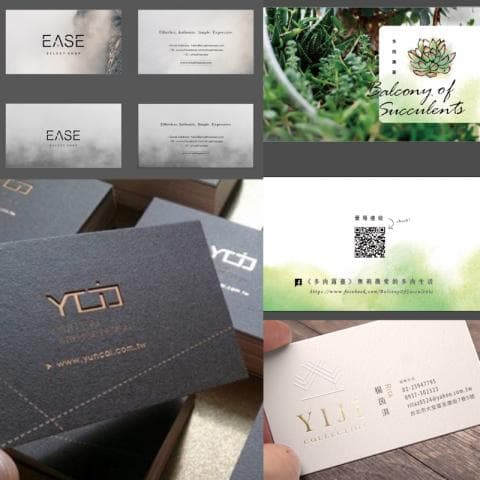 這張照片是一張設計精美的名片，名片上印有 “YIJI COLLECTION” 字樣，並以燙金方式呈現，顯得高貴大氣。