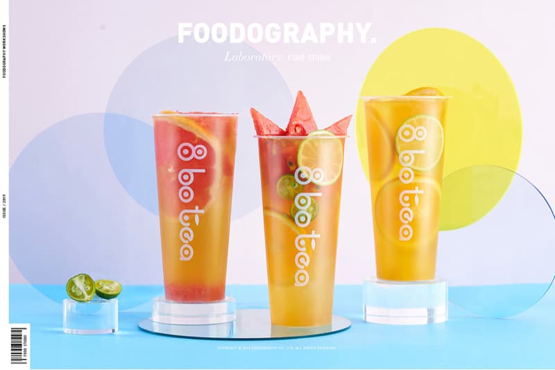 這張照片是三杯不同口味的水果茶，都裝在透明的杯子裡，看起來很清爽可口。