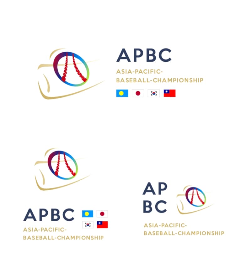 這張照片是亞太棒球錦標賽的標誌，標誌是一個棒球的圖案，周圍有一條金色的線。標誌的下方寫著 APBC，代表 Asia-Pacific Baseball Championship。
