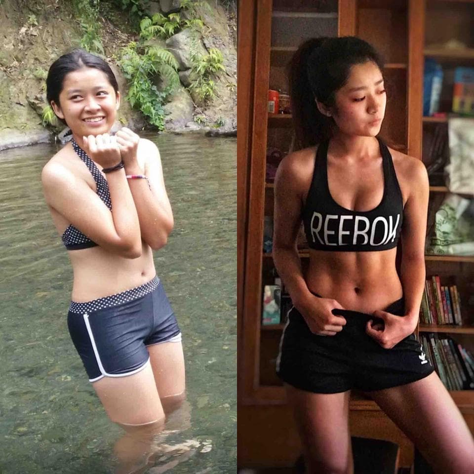 這張照片是兩個女生,她們都穿著泳衣。其中一個女生在水中,另一個則在房間裡。