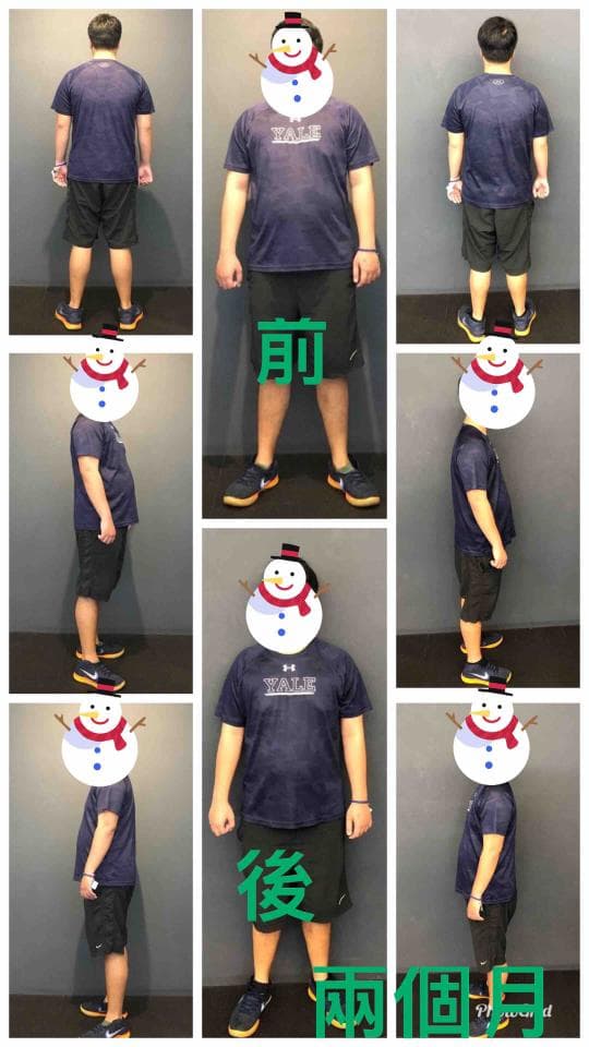 這張照片是一個男人兩個月的健身前後對比照,顯示出他減肥成功,身材明顯變瘦了。