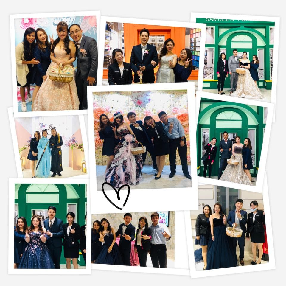 這張「婚禮」的照片是多張照片的合集,呈現了婚禮上不同的場景和人物,包含婚禮儀式、婚宴、婚禮前後的活動等等。