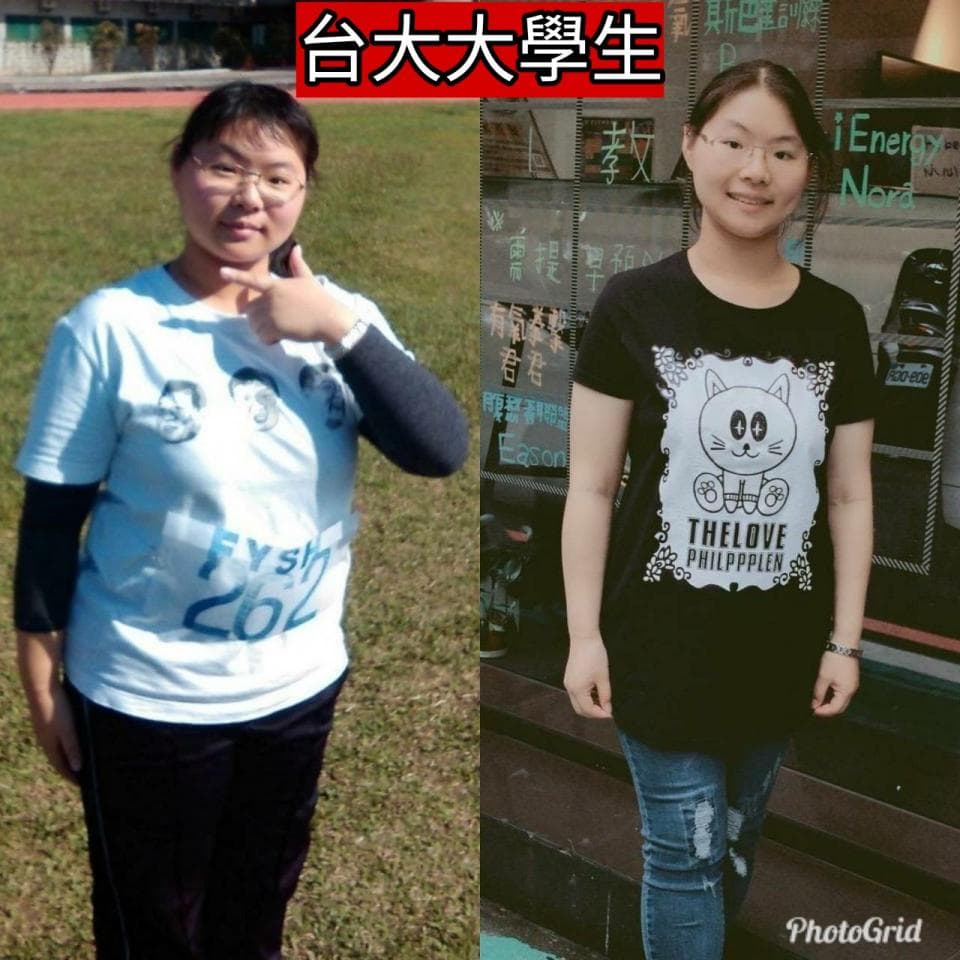 這張照片是兩張照片拼在一起,其中一個人較胖,另一個人較瘦。兩個人都是女生,應該是一個人減肥前和減肥後的對比照片。