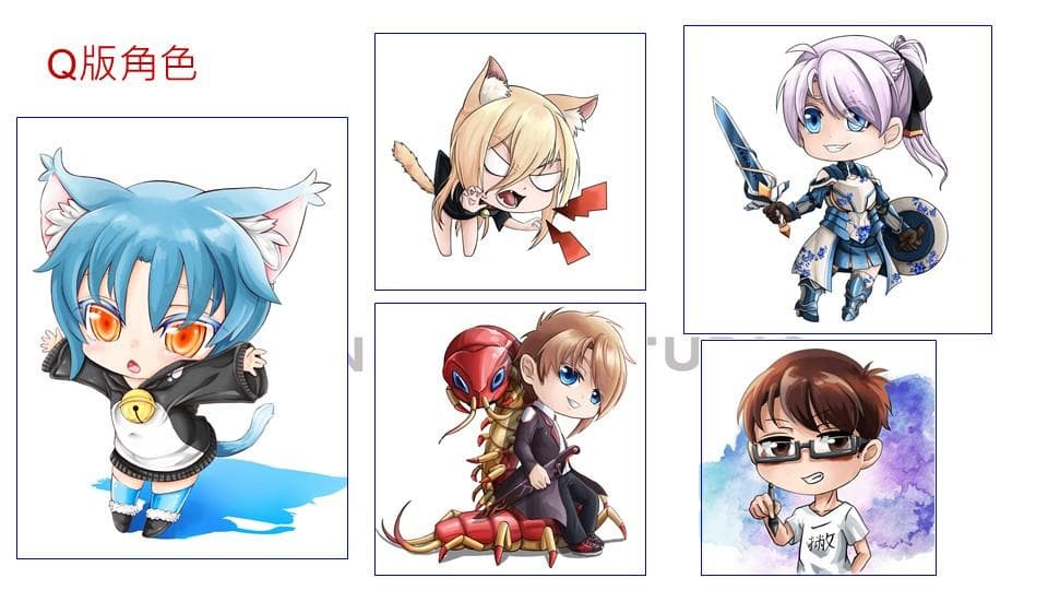 1) 這張照片顯示了六個不同的動漫角色,分別是頭戴貓耳的女孩、貓耳朵女孩、貓耳朵女孩、頭戴貓耳的女孩、戴眼鏡的男孩和頭戴貓耳的女孩