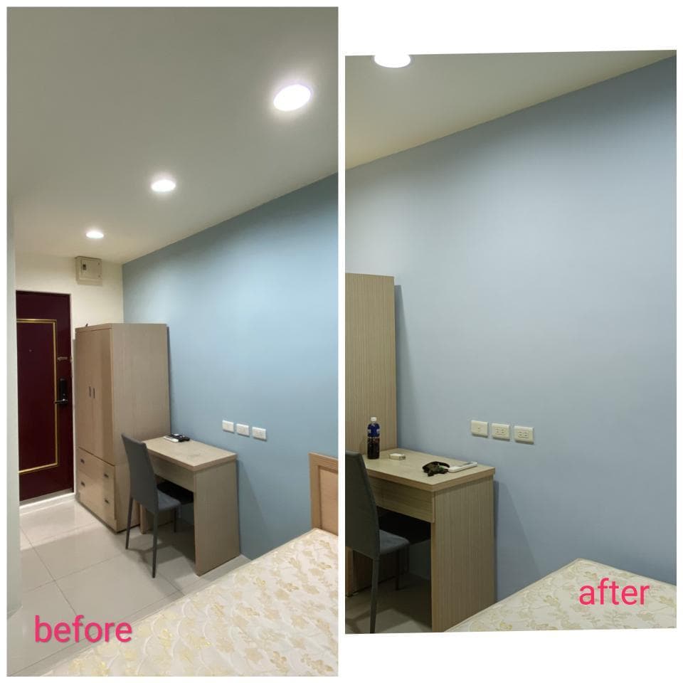 1) 照片顯示了房間的「之前」和「之後」改造