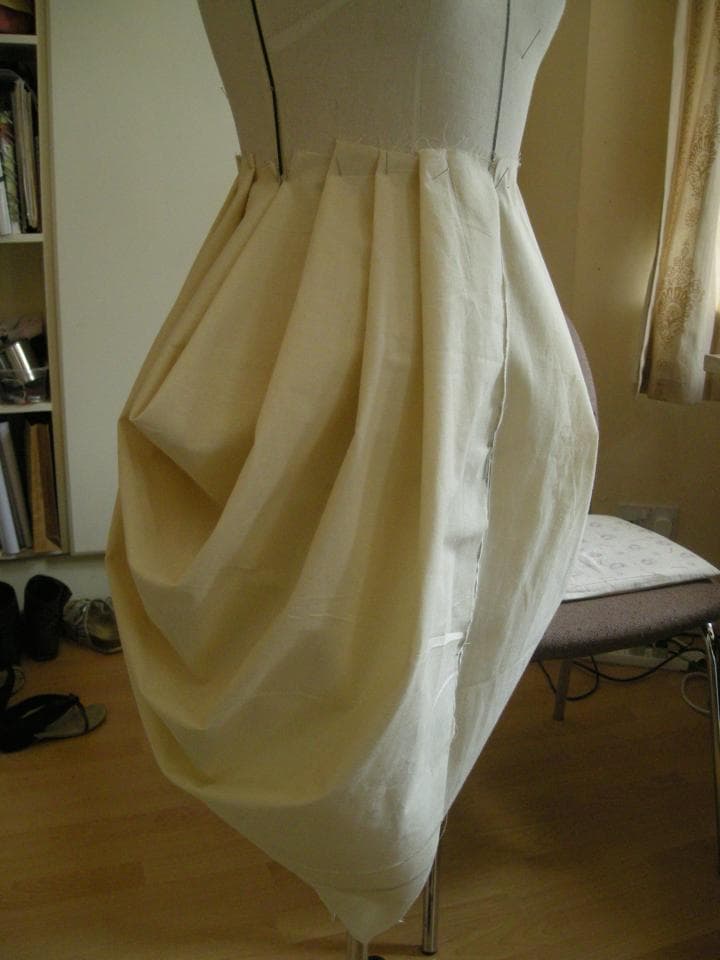 這張「裙子」的照片是一件白色棉質裙子,裙子有皺褶,看起來很蓬鬆。