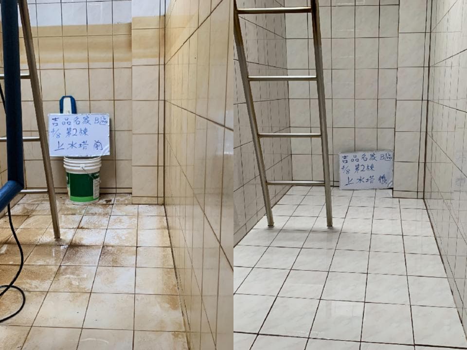 這張照片是清潔前後的對比,左邊是清潔前,右邊是清潔後。可以明顯看出清潔後的空間乾淨許多。