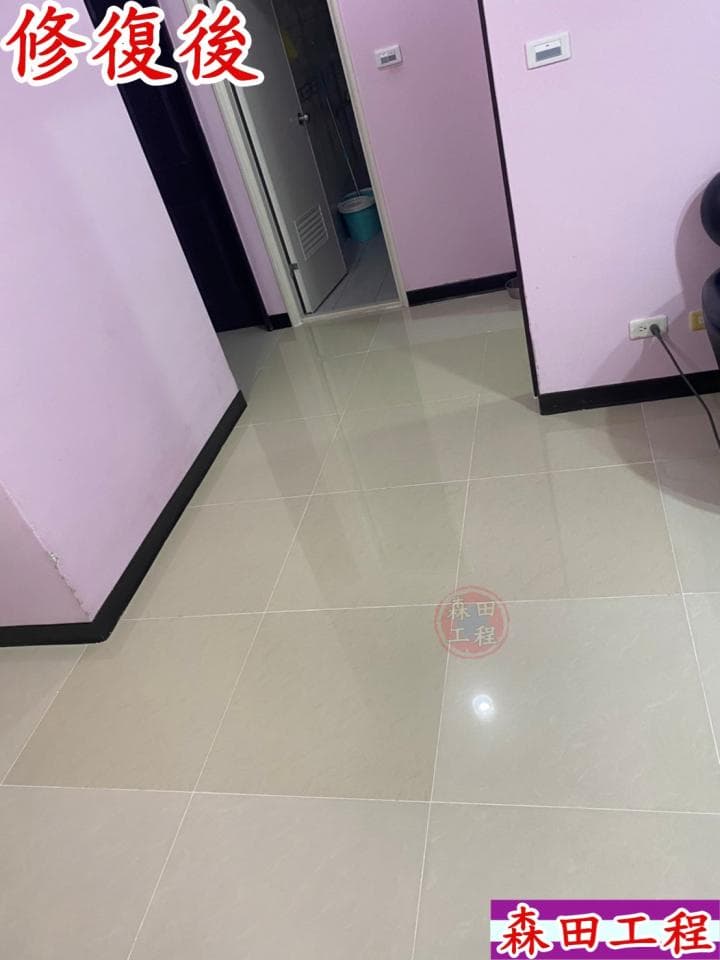 這張照片是全新的瓷磚地板,非常乾淨明亮。
