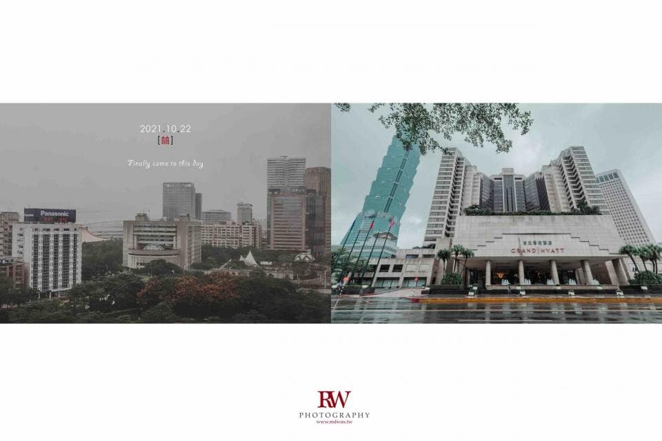 這張照片是臺北君悅酒店,酒店正門外有許多綠色植物,看起來非常優雅,整體建築風格也十分現代化。