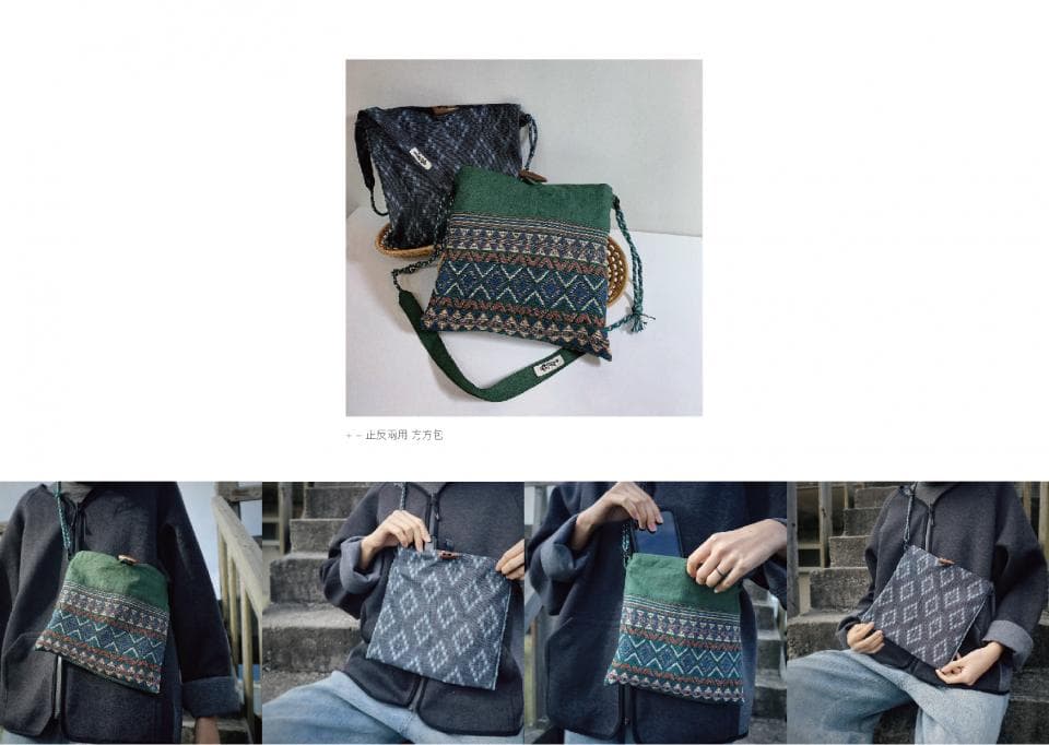 這張「包包」的照片是兩款不同圖案的包包,一款是深色底,另一款是淺色底。