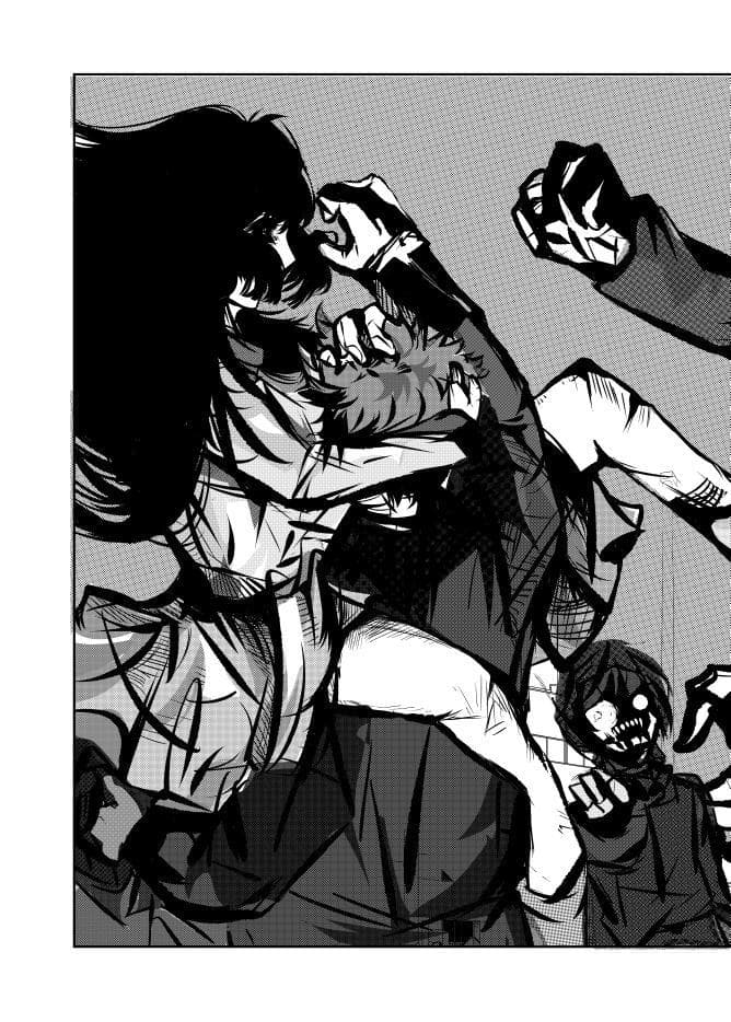 這張照片是兩個角色在打架。一個女孩抓住另一個角色的脖子,並試圖攻擊他。