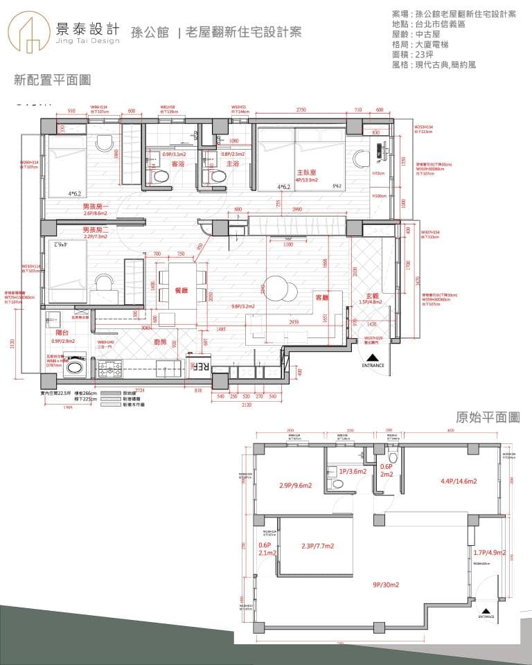 1) 這是一張公寓的平面圖,包含客廳、廚房、臥室和衛浴空間,並標示尺寸及家具擺設