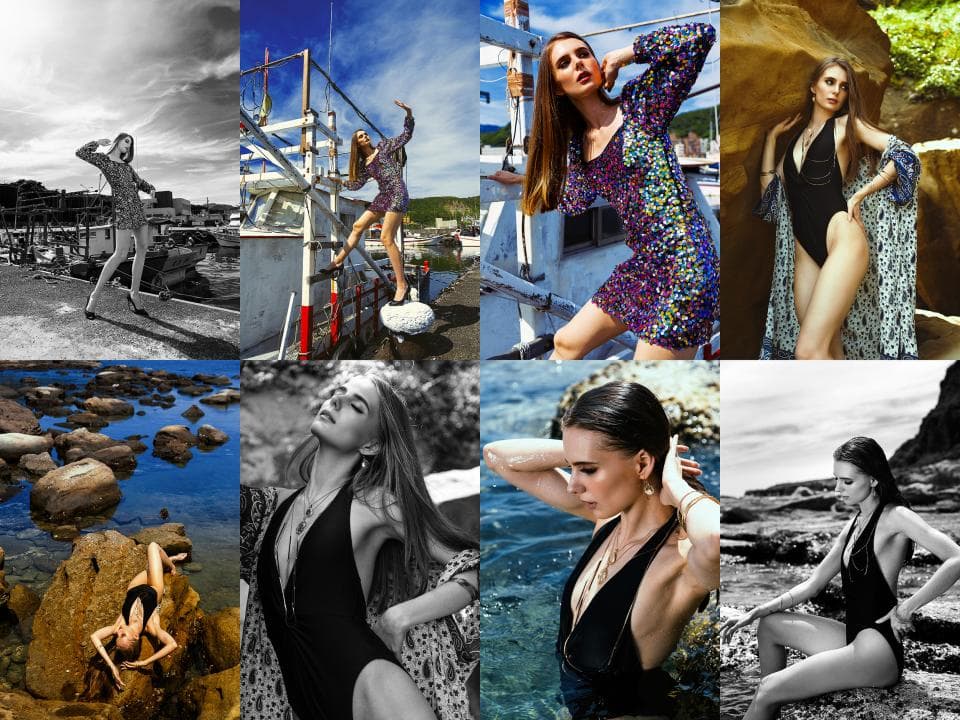 這張照片是一個穿著毛皮外套的女性,她有著一頭烏黑亮麗的長髮,戴著一條金色的項鍊,正在凝視著鏡頭。