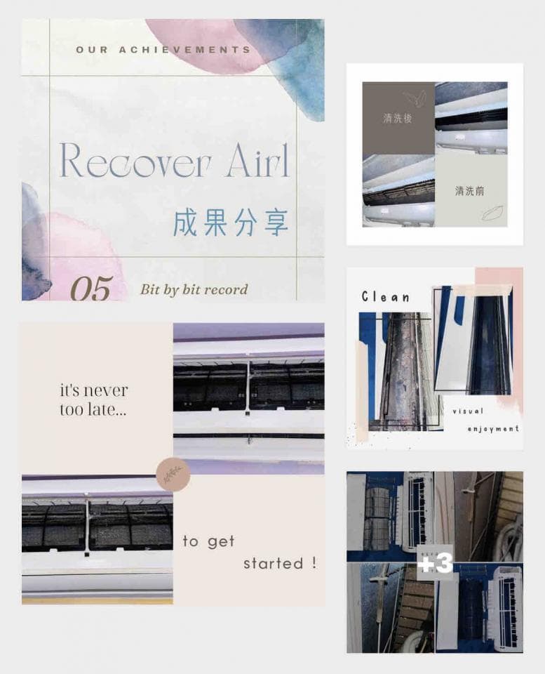 1) 照片顯示一個關於清潔冷氣的廣告