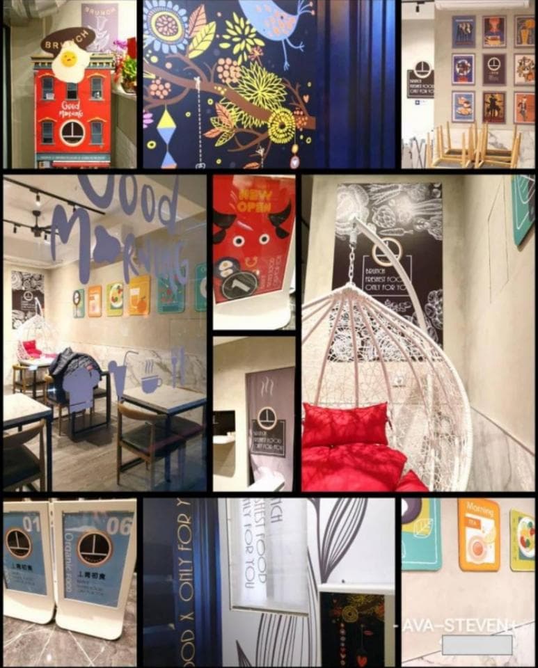 這張「餐廳」的照片是,有色彩鮮豔的裝飾、舒適的座位,以及美味的食物。