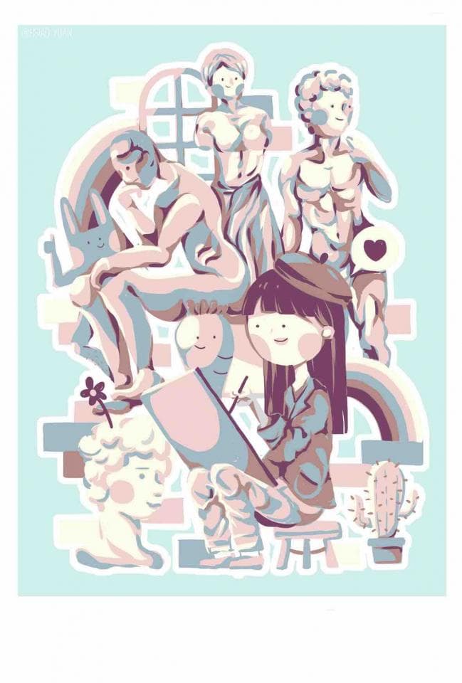 這張照片是一個正在畫畫的女孩,她坐在椅子上,手裡拿著畫筆和畫板。