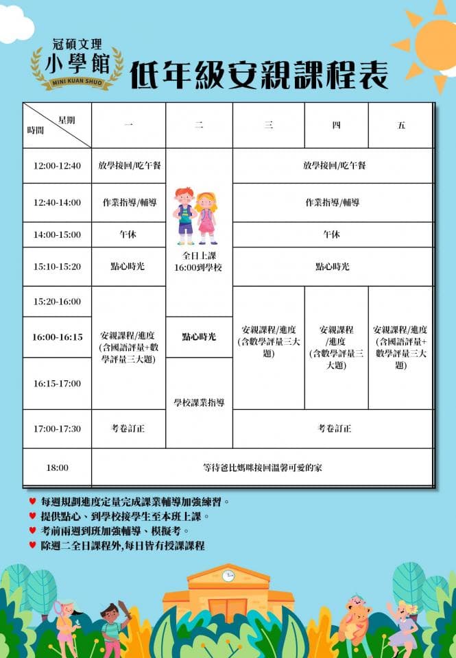 這張「課表」的照片是一張學校的課表,上面顯示了每個星期一到星期五的課程安排。