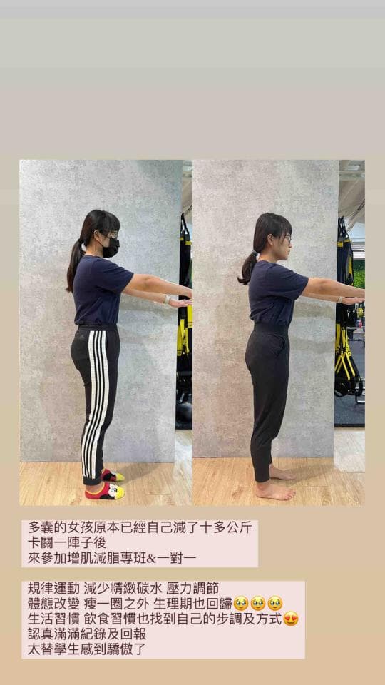 這張照片是兩個女孩的對比照片,她們都穿著運動服,在健身房裡做運動,一個女孩身材略胖,另一個女孩顯得苗條,這可能是這張照片最主要的內容。