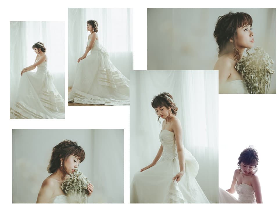 這張照片是一張婚紗照,照片中最重要的部分是新郎新娘在教堂的婚禮儀式上,他們身穿婚紗禮服,手牽手,互相深情地看著對方。