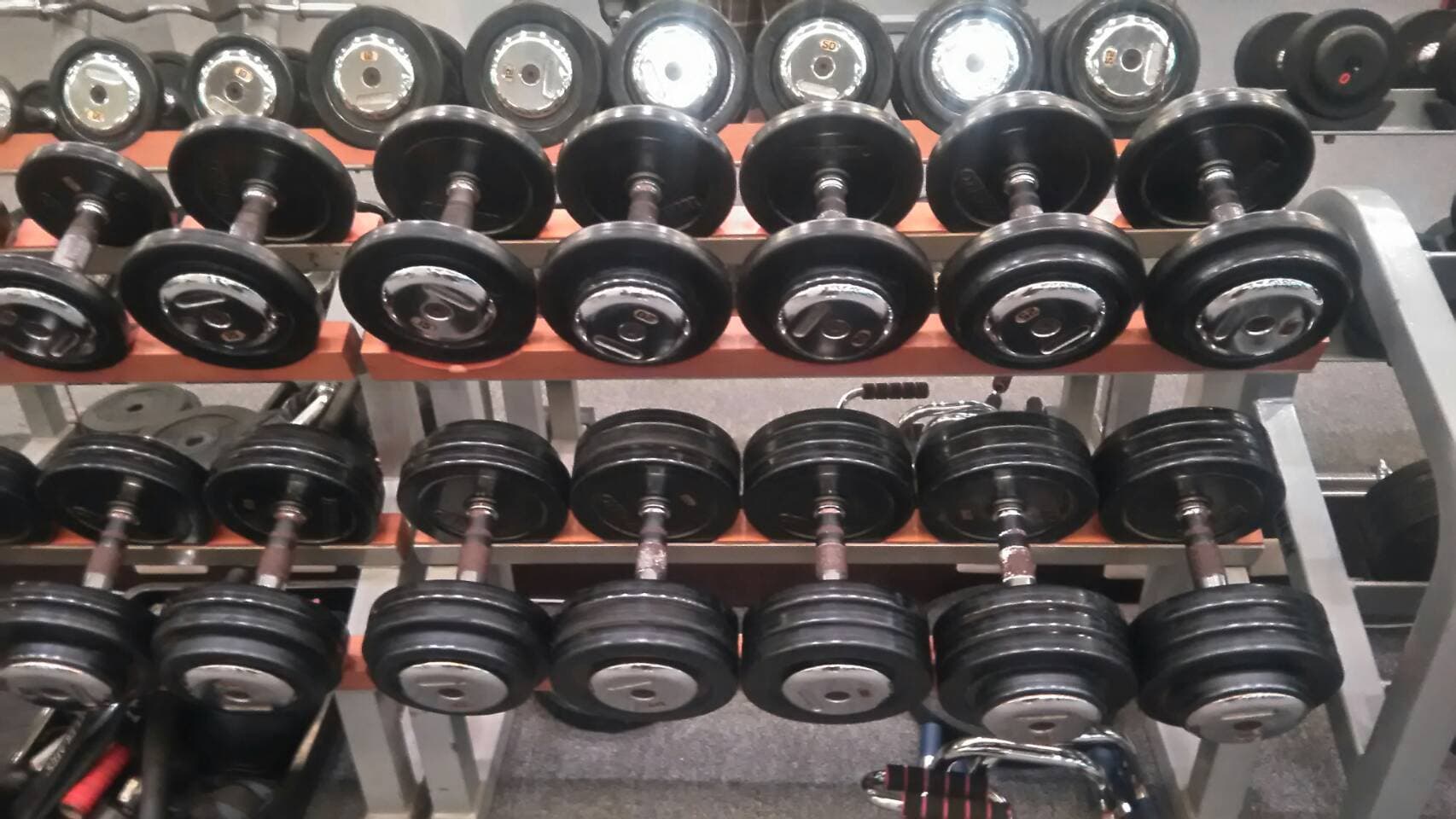 這是一張健身房的啞鈴照片,舉重可以鍛鍊肌肉,增強體能,提升健康。想要開始舉重訓練,可以到PRO360找專業的教練。